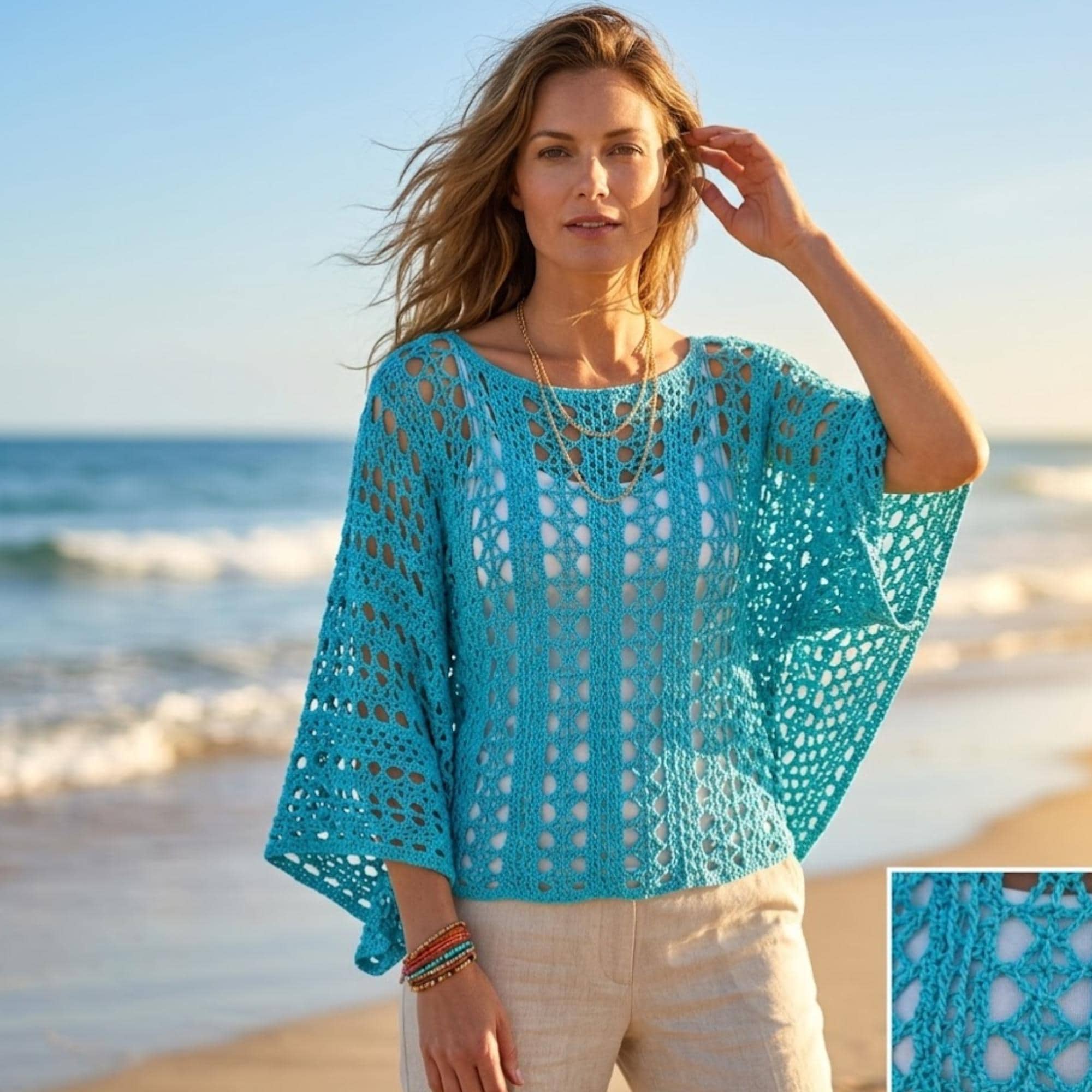 30 Summer Top Crochet Patterns: Chic Styles for Warm-Weather Dressing 29 Boho Mesh Beach Cover-Up Top Pattern