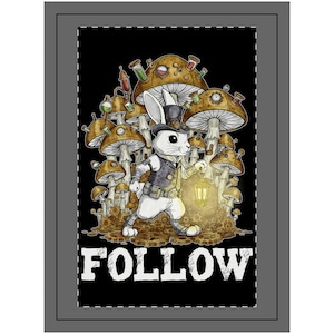 Steampunk White Rabbit Tapestry - Alice in Wonderland Decor