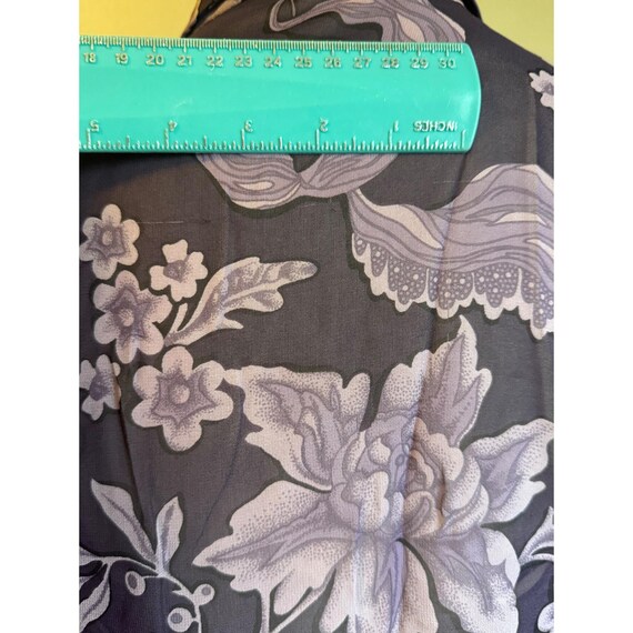 Albert Nípon Silk Floral Sheer Button Blouse 6 Pu… - image 6