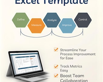 DMAIC Excel Template | Lean Six Sigma Problem Solving Tool | Continuous Improvement Worksheet