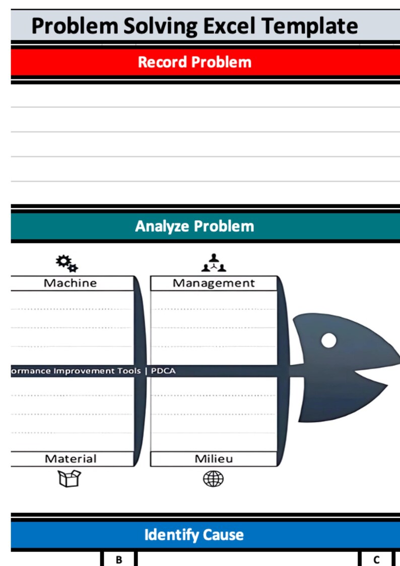 Fishbone Diagram Template Excel | Ishikawa Cause & Effect Analysis ...