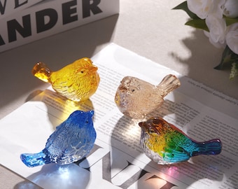 Regenbogen mundgeblasener Glas Vogel, moderner Buntglas Suncatcher, Fenster Dekor, Glas Wohn Dekor, handgemachte Vogel Figur, Geschenk für Vogelliebhaber