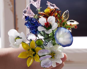 Glass Birth Month Flower,  Hand Blown Glass Flower Bouquet, Custom Anniversary Wedding Birthday Gift，Gift for Mom Grandma