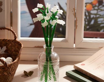 Mughetto in vetro fatto a mano, opere d'arte in vetro lavorato a lume, bouquet di fiori in vetro, decorazioni per la casa