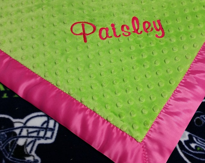 Custom Football Blanket Seahawks Baby Blanket Personalized Seattle Seahawks Fleece and Minky Baby Blanket