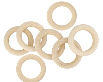 55mm Natural Wood Macrame Rings – Unfinished Wooden Hoops for DIY Crafts and Plant Hangers