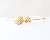 Brass Pineapple Bangle, Fruit Bracelet, Beach Bracelet, Tropical Jewelry, Summer Charm Bracelet, Stackable Bangle