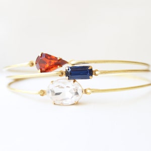 Sweet Auburn Rhinestone Bangle Set, Tiger Bracelet,  Orange and Blue Bangles, Orange and Blue Jewelry, Stackable Bracelet