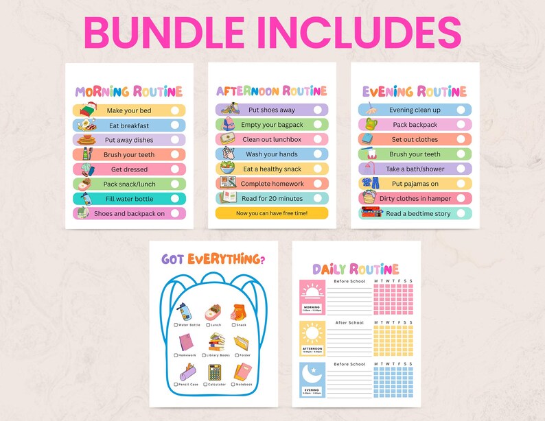 Editable Daily Checklist for Kids, Backpack Checklist, Routine Chart ...