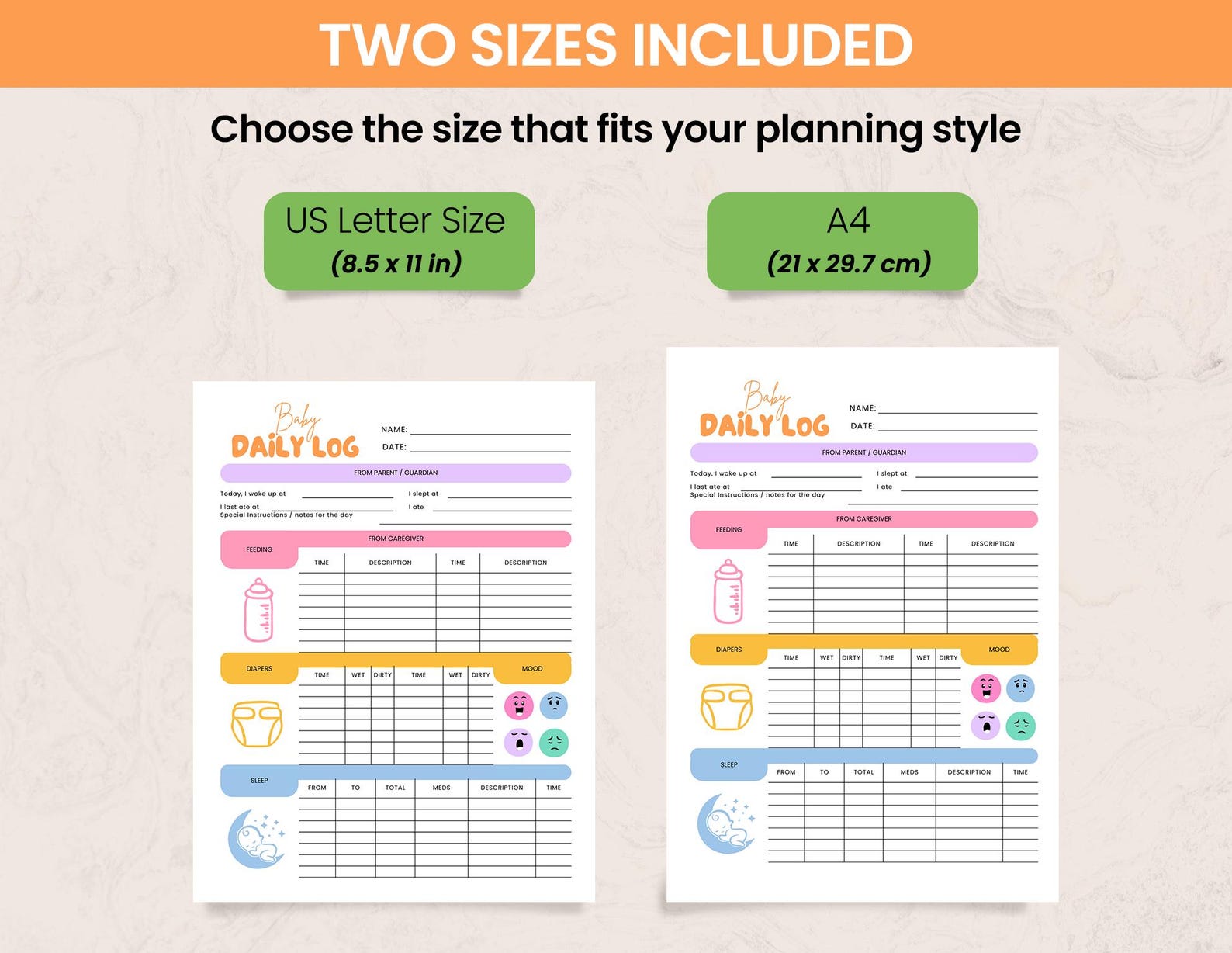 Editable Baby Daily Log | Printable Nanny Log Tracker Newborn Diary ...