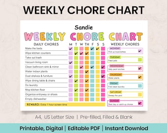 Editable Kids Chore Chart: Daily & Weekly Planner (Printable PDF)