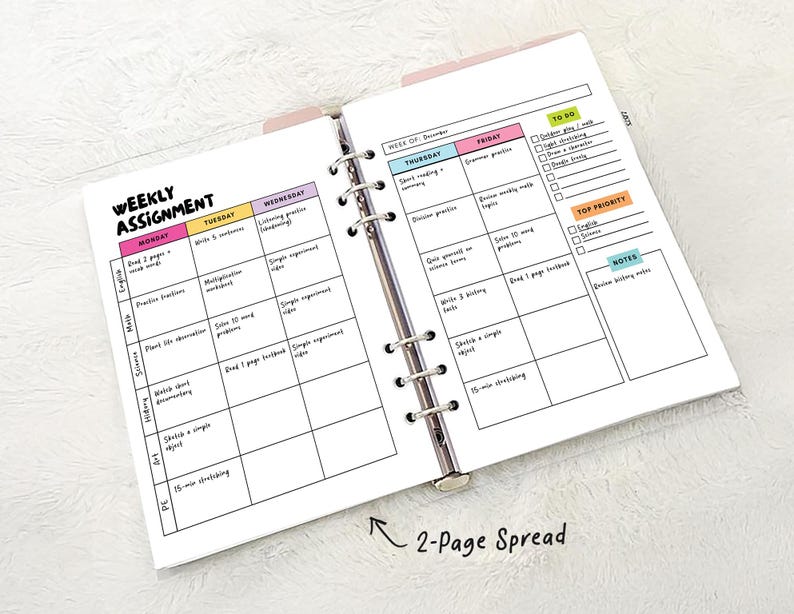Assignment Tracker Printable | Weekly & Daily Study Planner | Monday ...