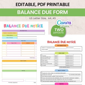 Formulier voor betalingsachterstand, betalingsachterstand en collegegeldoverzicht, kinderopvang, peuterspeelzaal, kinderdagverblijven, kennisgeving betalingsachterstand kinderdagverblijven, Canva