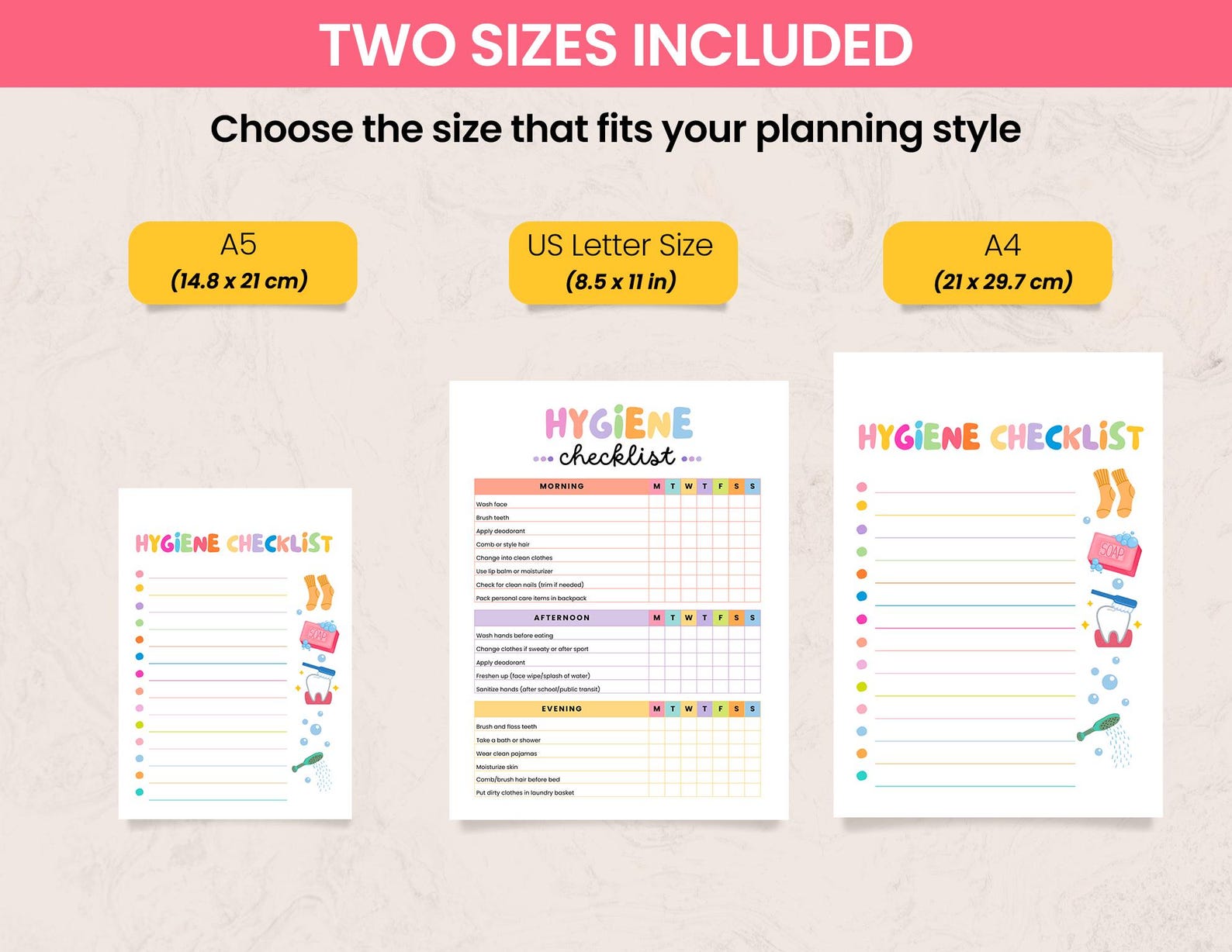 Personal Hygiene Tracker, Hygiene Adult, Hygiene Student, Colorful ...
