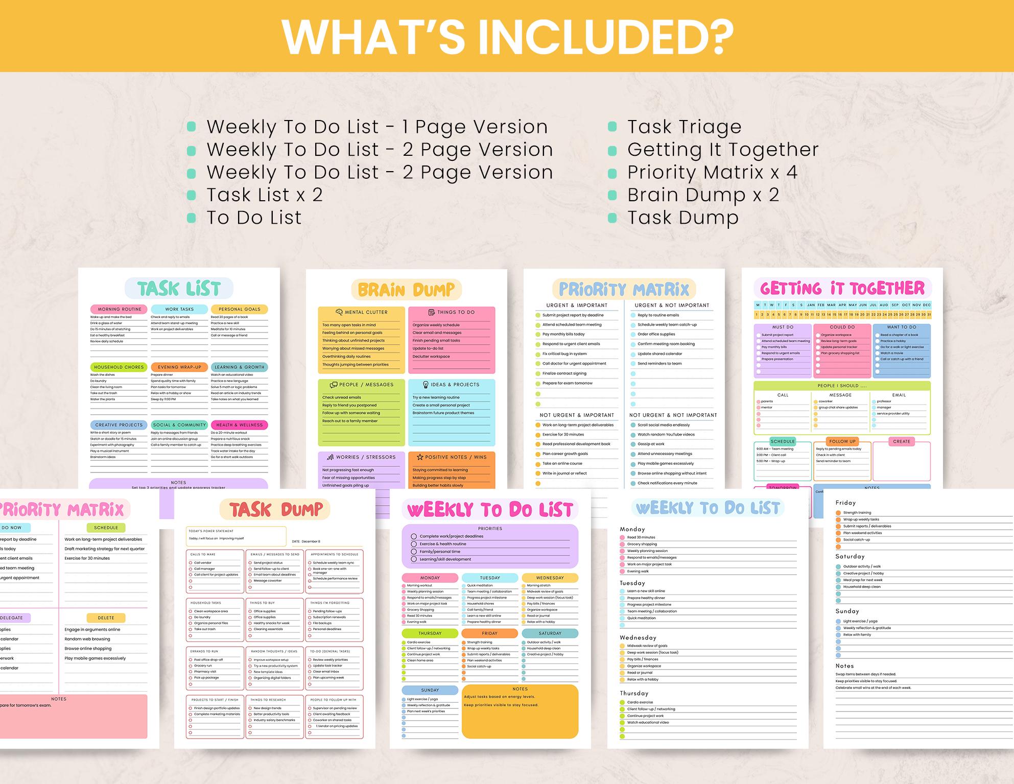 EDITABLE Brain Dump Template BUNDLE, to Do List Printable, ADHD Daily ...