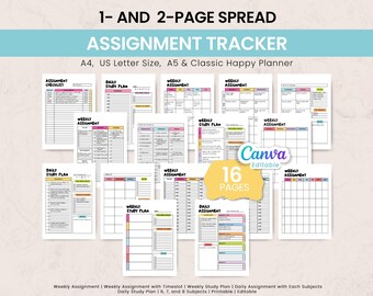 Aufgaben Tracker Printable | Wochen- & Tagesstudienplaner | Montag–Sonntag 6–8 Fächer | Zeitfenster Lernplan | Hausarbeit Organizer