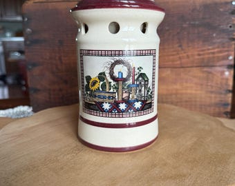 Vintage CMI Henton Country Scene Candle Crock Wax Warmer