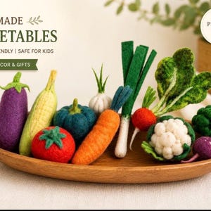 Handmade Wool Felt Vegetables: Montessori Play Food Set (5/7cm or 7/10cm)