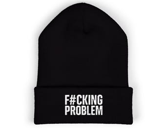 Embroidered Cuffed Beanie: Edgy Winter Hat
