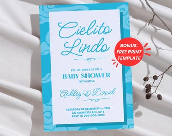 Cielito Lindo baby showerinbjudan | Redigerbar Fiesta-mall (digital nedladdning)