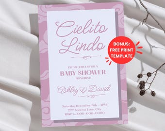 Cielito Lindo Baby Shower Invitation | Pink Fiesta Template | Editable Canva Invite (Digital Download)