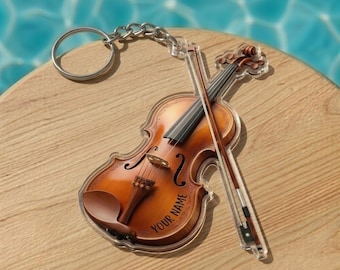 Custom Violin Keychain 2D Flat Acrylic, Personalized Music Keyring, Musician Gift, Orchestra Keepsake, Fiddle Accessory, Violin Lover Charm