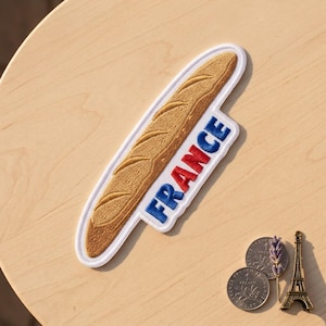 France Baguette Embroidered Patch – Paris Travel Souvenir for Jacket Backpack Hat