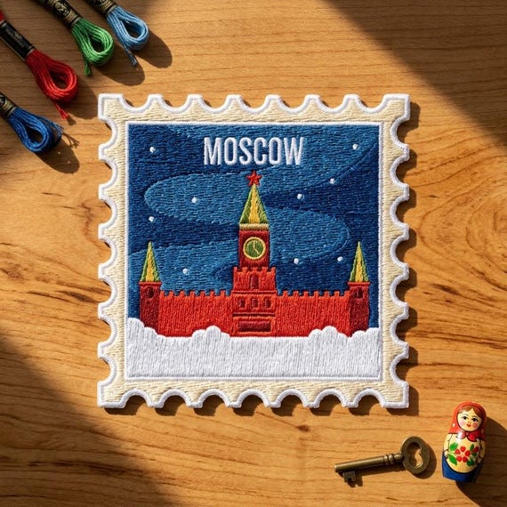 Moscow Kremlin Embroidered Stamp Patch – Russia Travel Souvenir for Jacket Backpack Hat