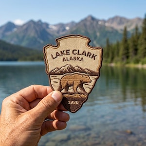 Lake Clark National Park Embroidered Arrowhead Patch – Alaska Travel Souvenir for Jacket Backpack Hat