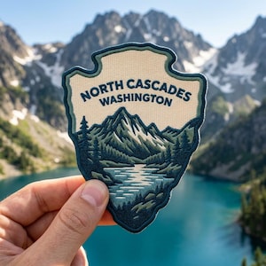 North Cascades National Park Embroidered Arrowhead Patch – Washington Travel Souvenir for Jacket Backpack Hat