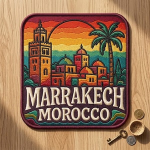 Marrakech Morocco Embroidered Patch – Vibrant City Travel Souvenir for Jacket Backpack Hat
