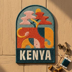 Kenya Elephant Embroidered Patch – Safari Travel Souvenir for Jacket Backpack Hat