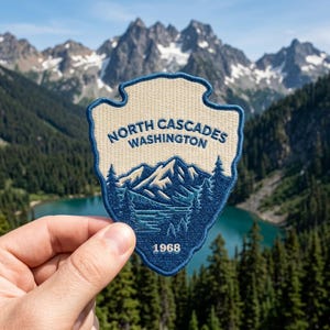 North Cascades Embroidered Arrowhead Patch – Washington Travel Souvenir for Jacket Backpack Hat