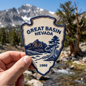 Great Basin National Park 1986 Embroidered Patch – Nevada Mountain Arrowhead Travel Souvenir for Jacket Backpack Hat