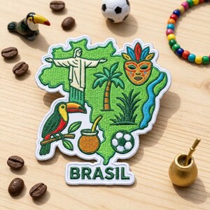 Brasil Embroidered Stamp Patch – Christ the Redeemer Travel Souvenir for Jacket Backpack Hat