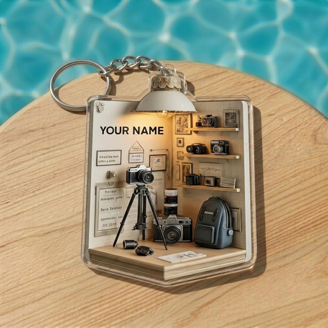 Personalized Photography Keychain 2D Flat Acrylic, Custom Camera Gift ...