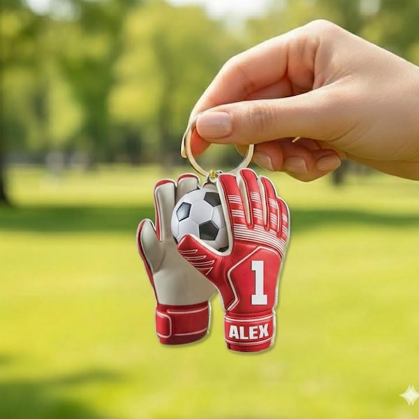Personalized Soccer Goalkeeper Keychain 2025, Custom Name Soccer Acrylic Keyring, Goalie Player & Coach Gift