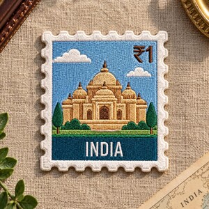 Delhi Akshardham India Embroidered Patch – Vintage Stamp Travel Souvenir for Jacket Backpack Hat, Indian Landmark Gift