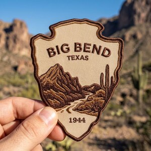 Big Bend National Park Embroidered Arrowhead Patch – Texas Travel Souvenir for Jacket Backpack Hat