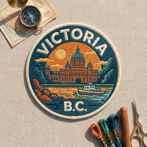 Victoria BC Embroidered Patch – Harbor Garden Canada Travel Souvenir for Jacket Backpack Hat