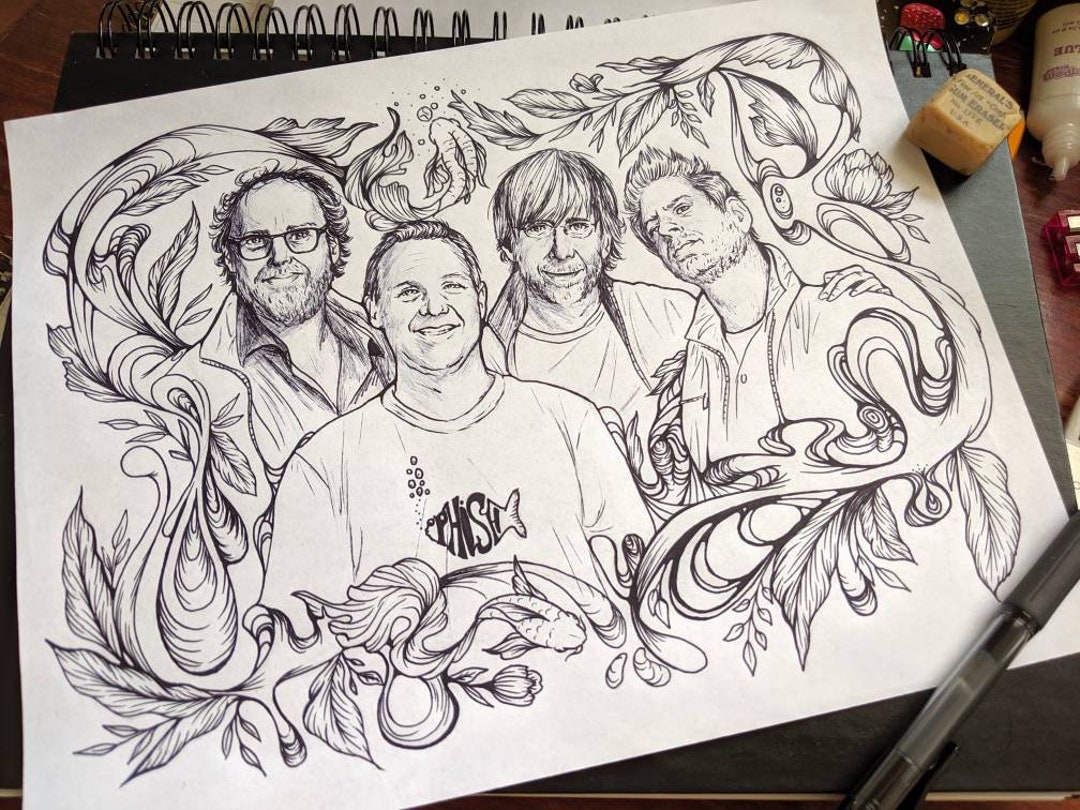 Phish Phan Art Hand Drawn Art Print Coloring Page Phish Wall Decor