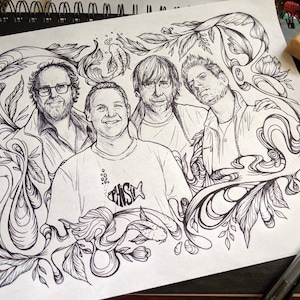 Phish Phan Art - Hand Drawn Art Print - Coloring Page - Phish Wall Decor - Phish Art - Digital Download - Printable Wall Art