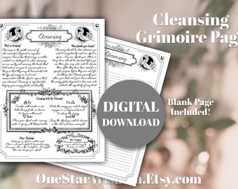 Cleansing Magick - Witchcraft - Book of Shadows - Grimoire Reference Page - Printable PDF