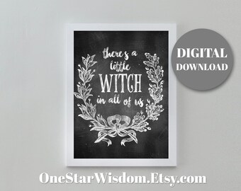 Little Witch Art Print - Quote Printable - PDF Instant Download