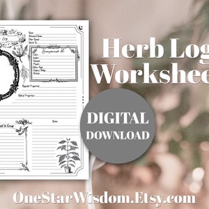 Herb Log Worksheet - Printable PDF - Herbs - Herbology - Witchcraft - Book of Shadows