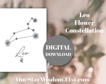 Leo - Flower Constellation - Printable Art