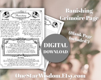 Banishing Magick - Witchcraft - Book of Shadows - Grimoire Reference Page - Printable PDF