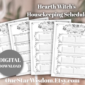 Hearth Witch&#39;s Housekeeping Schedule - Cleaning Planner - Book of Shadows / Grimoire - Printable PDF