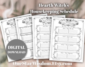 Hearth Witch's Housekeeping Schedule - Cleaning Planner - Book of Shadows / Grimoire - Printable PDF