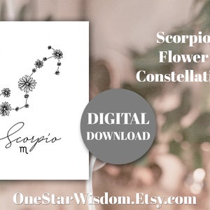 Scorpio - Flower Constellation - Printable Art